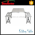 Table à manger pliante portable en aluminium et chaise avec parasol pour option